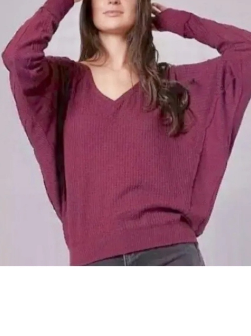 Free People Plum V-Neck Santa Clara Dolman Too NWOT